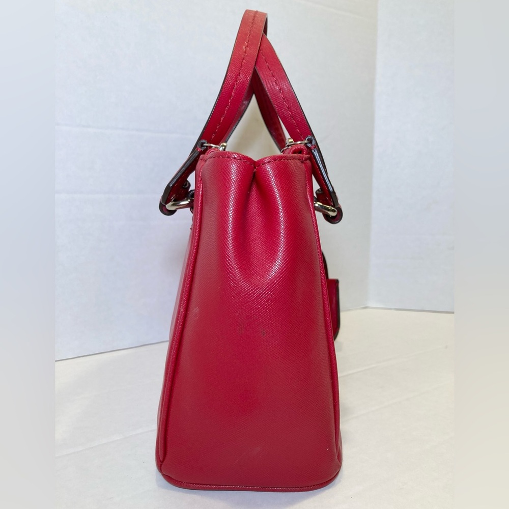 Coach Peyton Leather Mini Carryall Satchel Crossbody Bag in Red - Picture 3 of 16